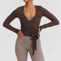 TIE-FRONT LONG SLEEVE TOP