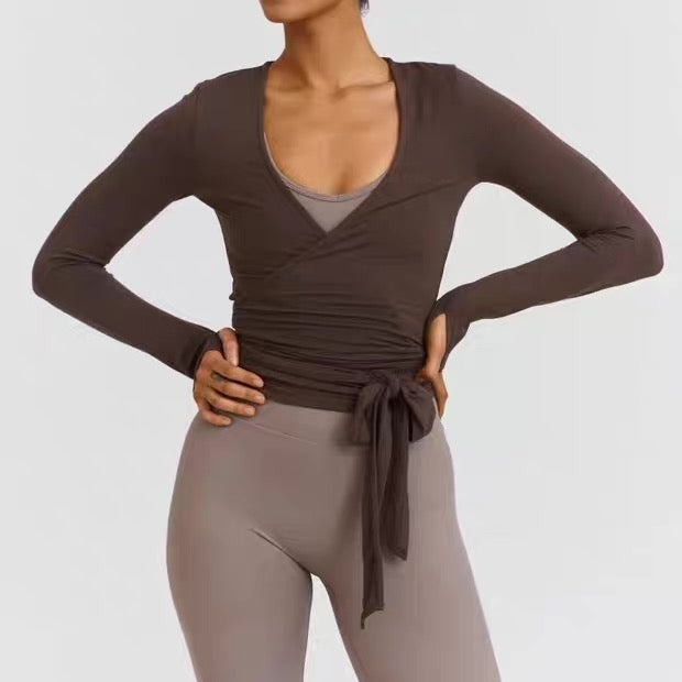 TIE-FRONT LONG SLEEVE TOP