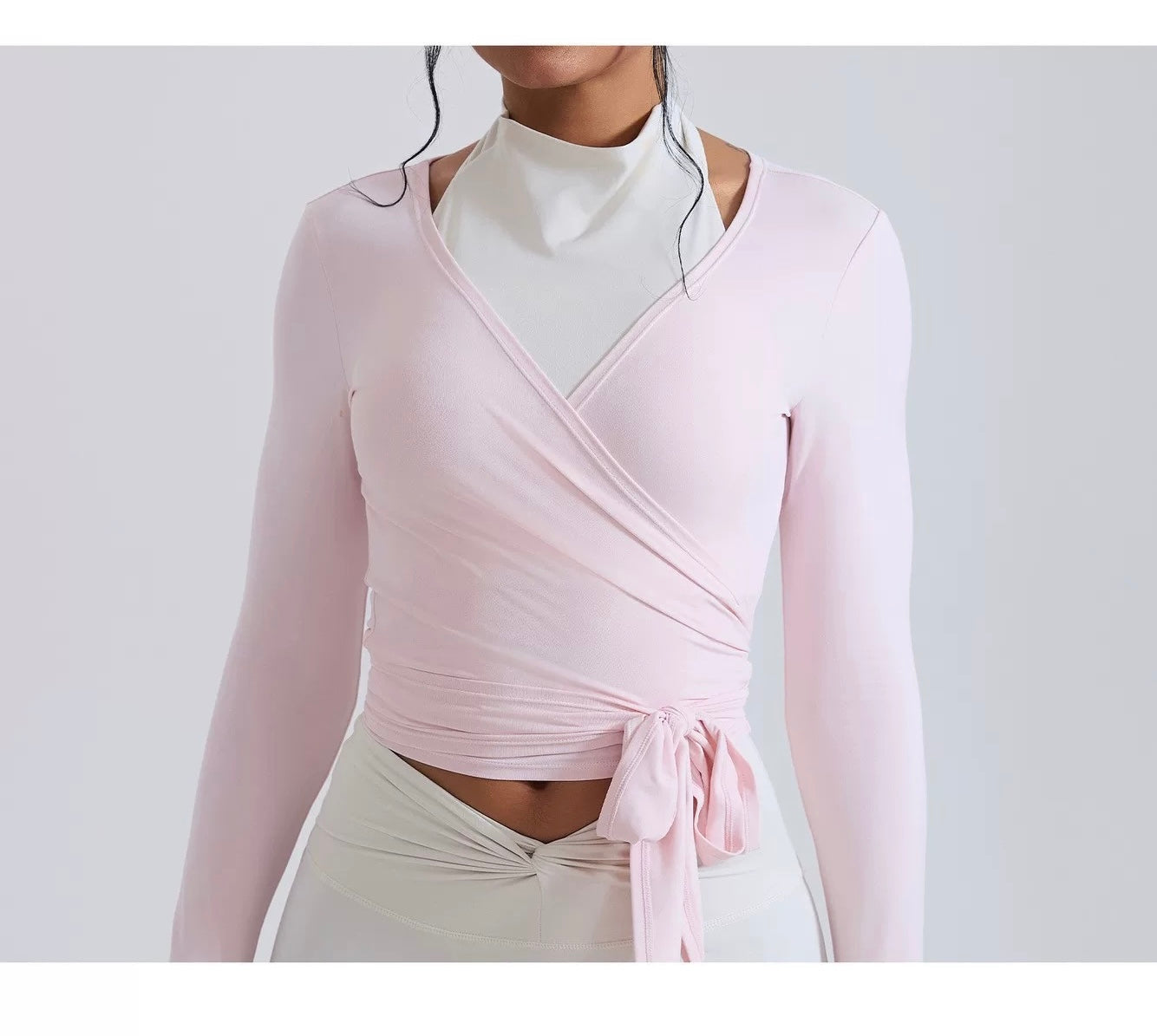 TIE-FRONT LONG SLEEVE TOP