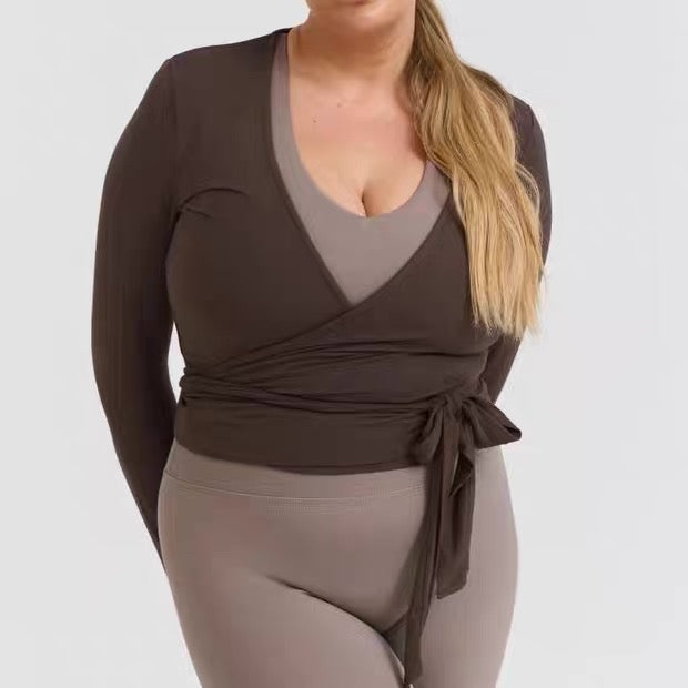 TIE-FRONT LONG SLEEVE TOP