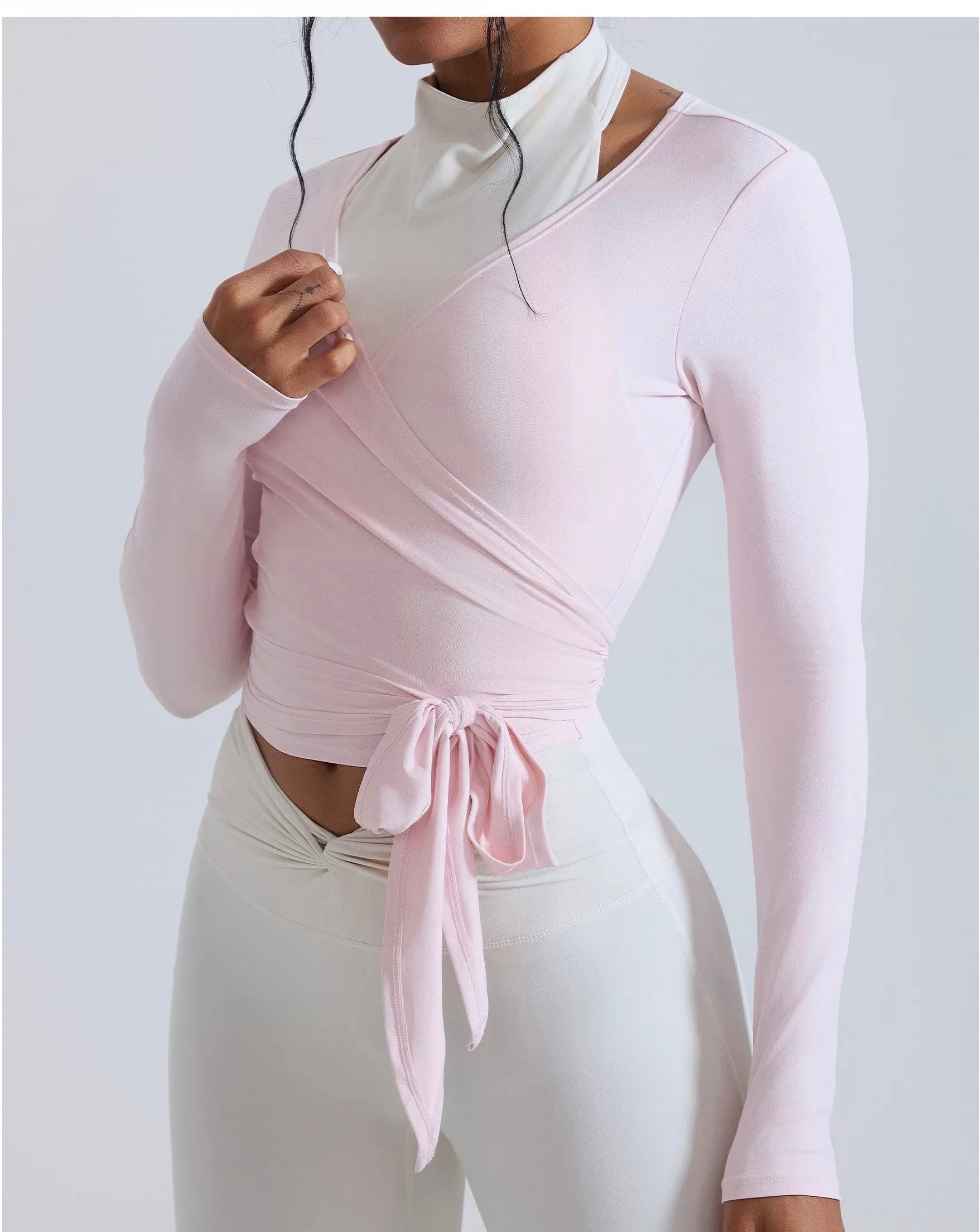 TIE-FRONT LONG SLEEVE TOP