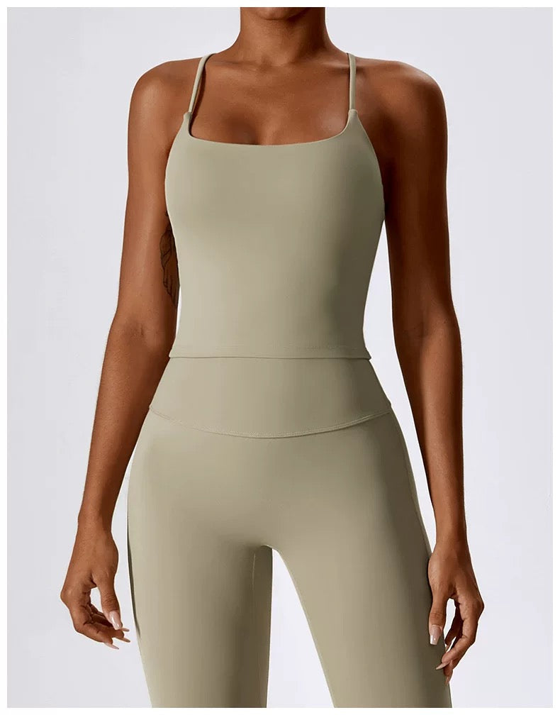 Cross-Back Sculpt Top