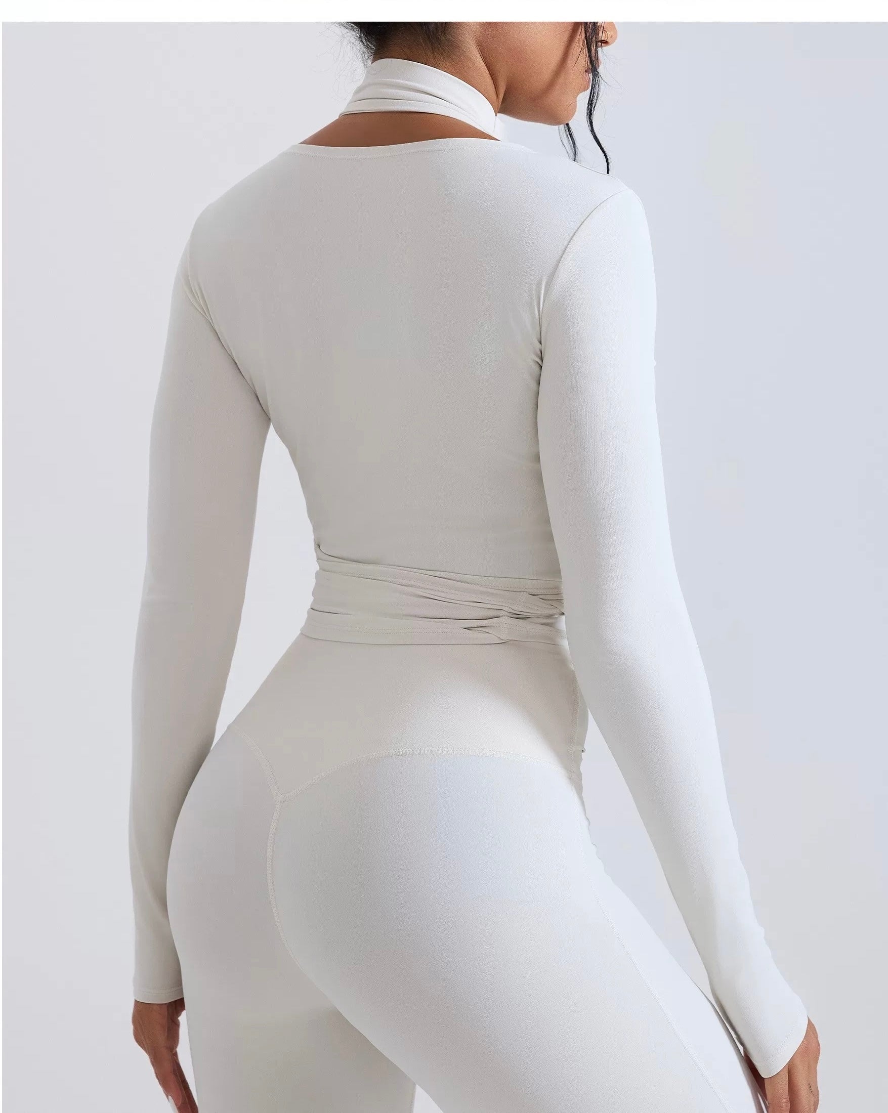 TIE-FRONT LONG SLEEVE TOP