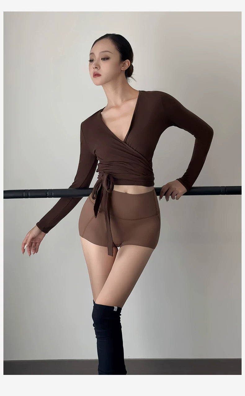 TIE-FRONT LONG SLEEVE TOP